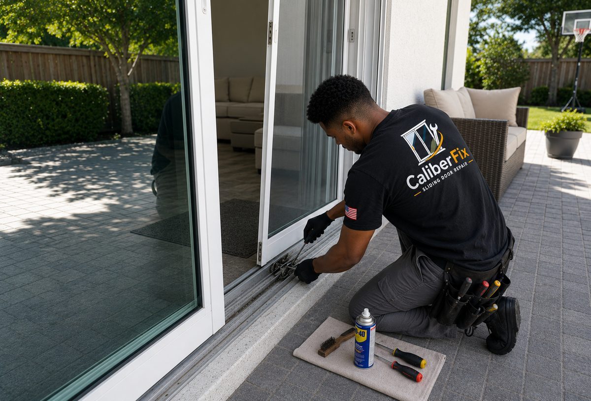 Sliding door track repair